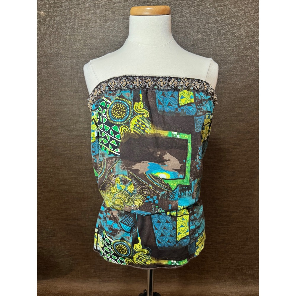 Boho Tribal Beaded Women's Roommates California Strapless Geometric Tube Top
